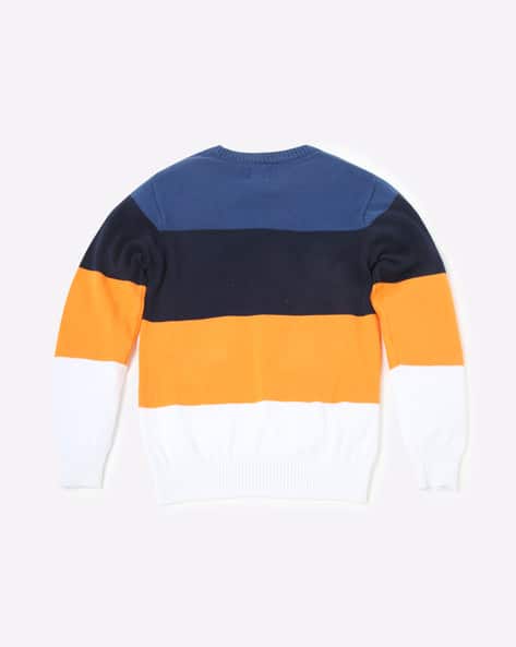Block Striped Round-Neck Pullover view 3