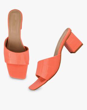 chunky orange heels