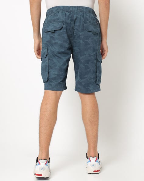 Slim Fit Camo Print Cargo Shorts view 3
