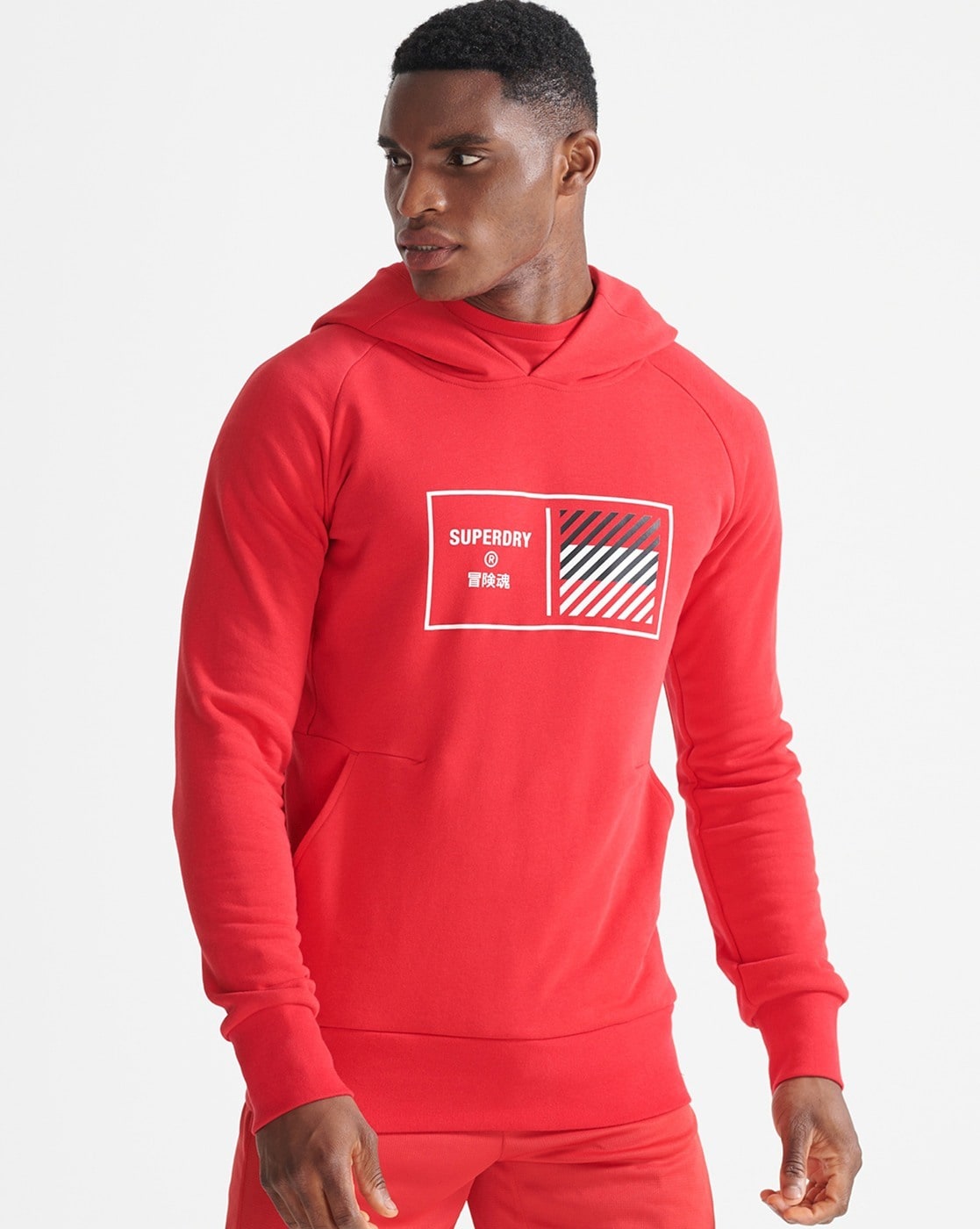 Superdry red hoodie mens sale