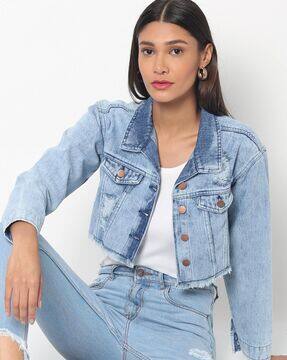 light blue cropped jacket