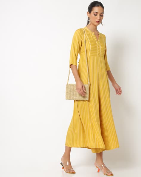 AURELIA Striped Flared Dress with Tie-Up Back