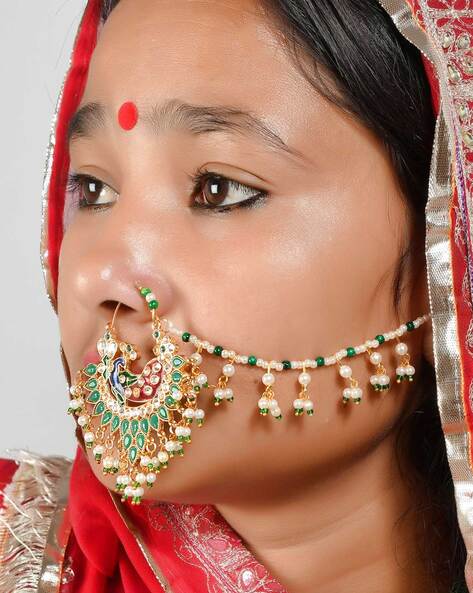 Traditional Multicolor Bridal Peacock Nose ring, Size: Free Size at Rs 180  in Bengaluru