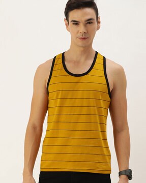 Striped Round-Neck T-shirt with Sleeveless