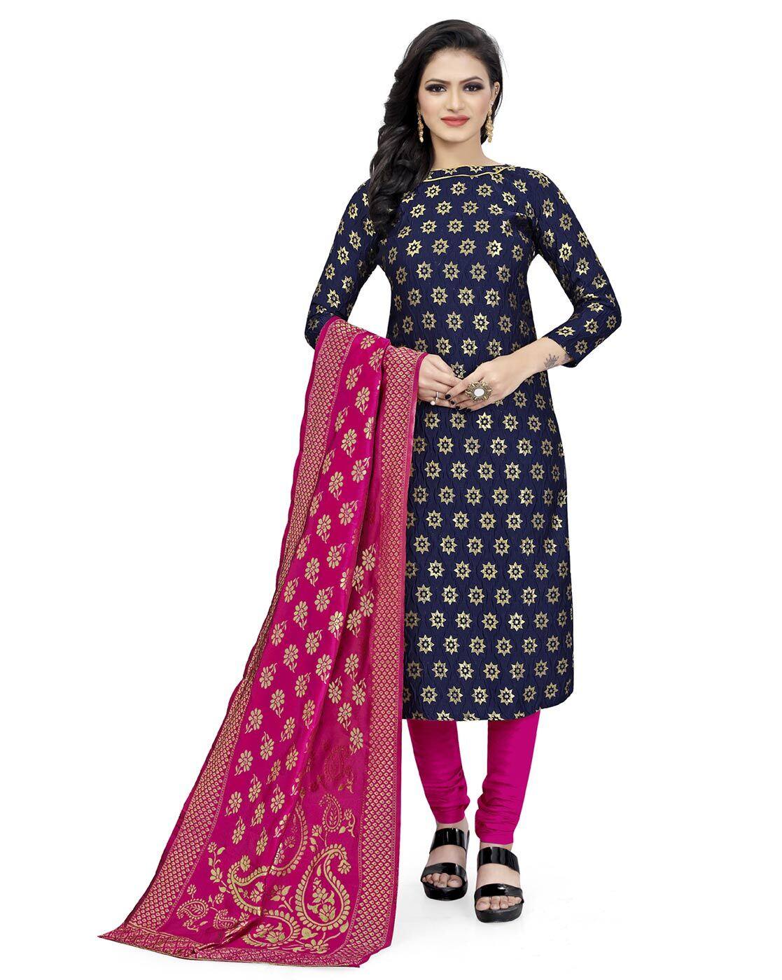 black and pink dress material
