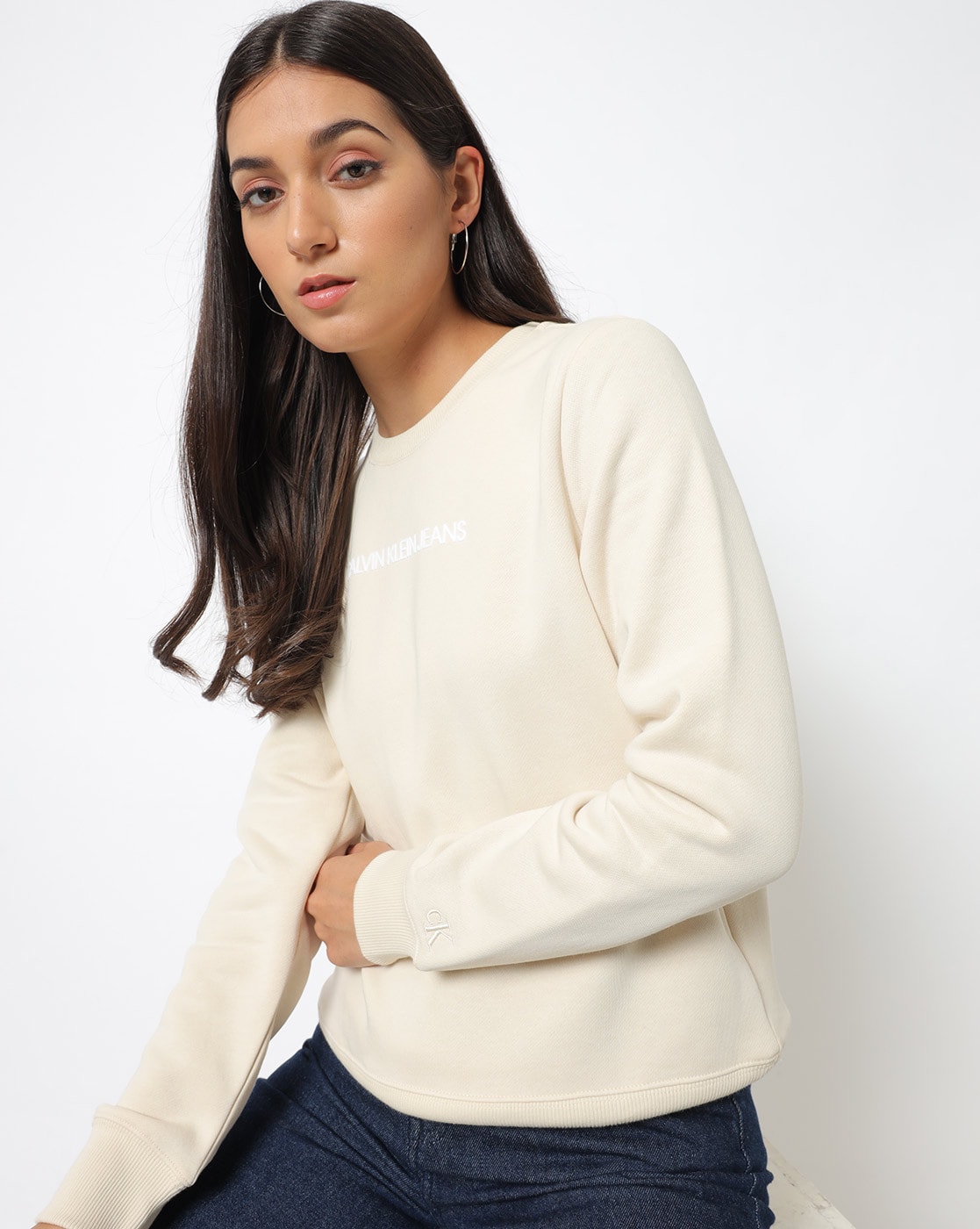 Buy Beige Sweatshirt & Hoodies for Women by Calvin Klein Jeans Online |  