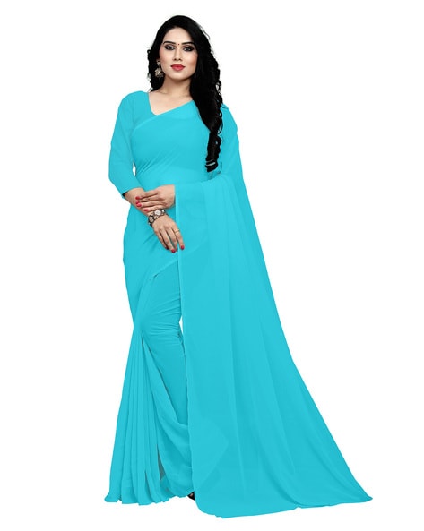 Georgette Plain Sarees: Buy Latest Designs Online | Utsav Fashion