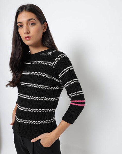 Buy White & Black Sweaters & Cardigans for Women by AJIO Online