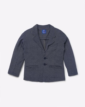 Knitted Single-Breasted Blazer with Notched Lapel