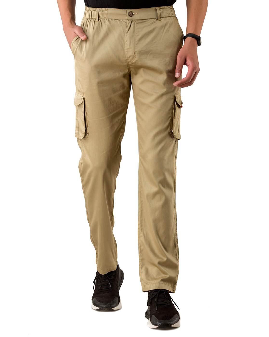 ASOS DESIGN tapered cargo trousers in light brown with toggles  ASOS