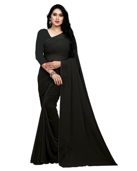 black plain georgette saree