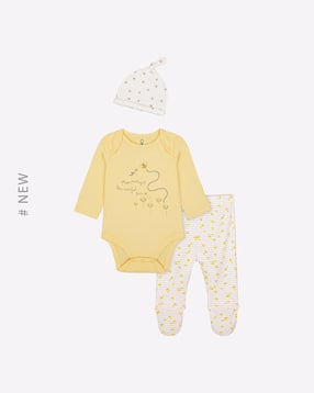 mothercare Printed Romper with Sock Leggings & Beanie-picture-36