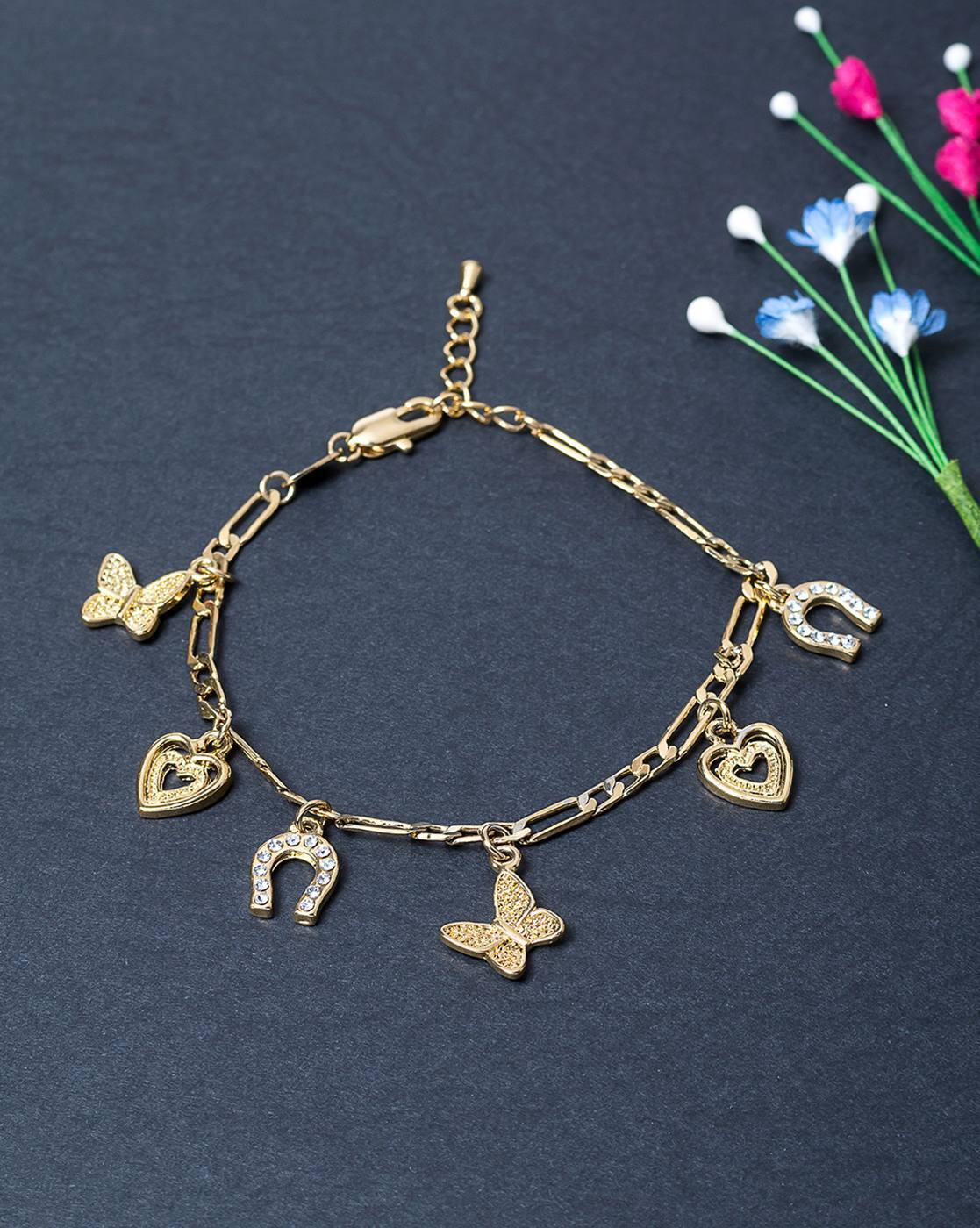 Butterfly charm store bracelet gold