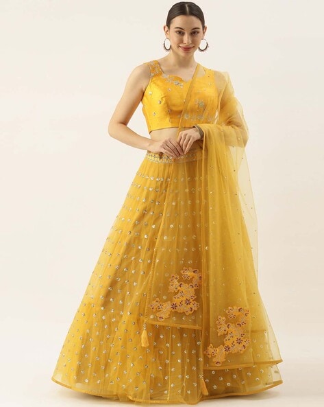 Off White Pure Silk Moti & Zarkan heavy embroidery Semi-Stitched Lehenga  choli & Dupatta - Panchhi Fashion - 4166997