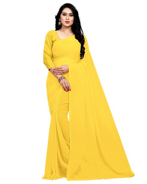 Buy Lemon Yellow Sarees for Women by SIDHIDATA Online | Ajio.com