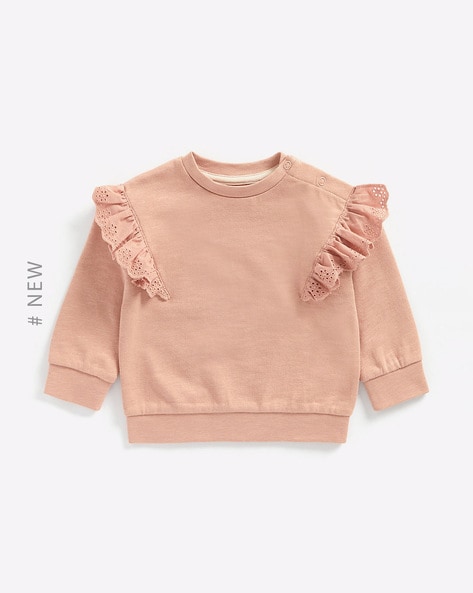 Mothercare Round-Neck Sweatshirt with Schiffli Frill