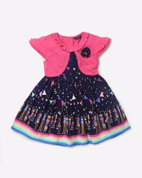 Novelty Print Ruffled A-line Dress