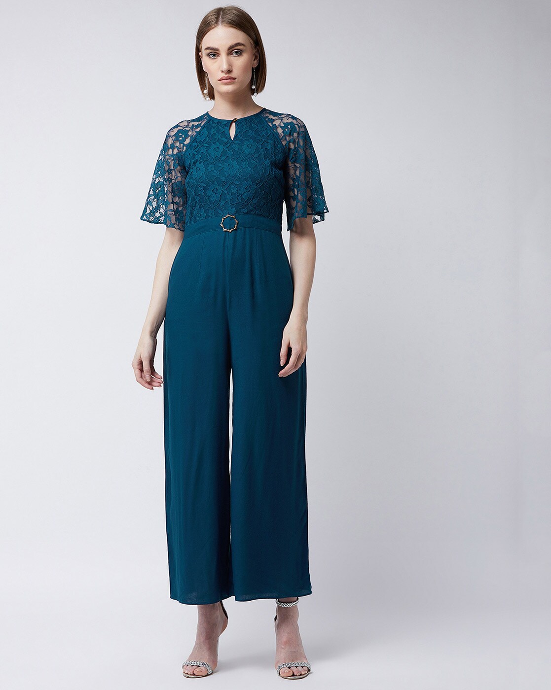 teal lace jumpsuit