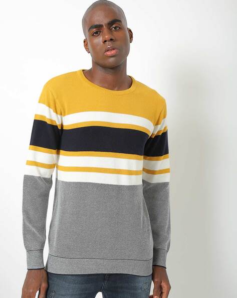 Yellow pullover sweaters