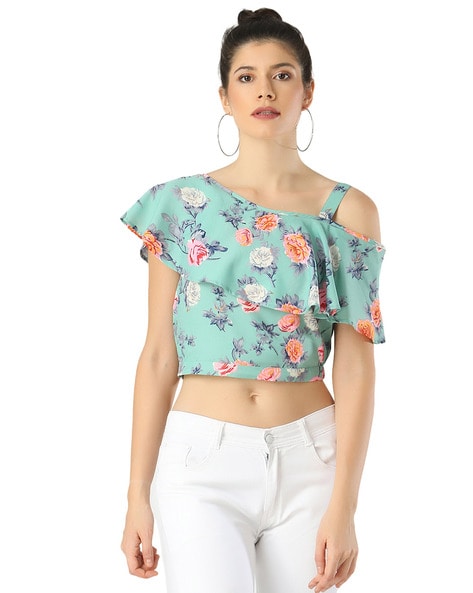 Midriff off 2024 shoulder floral top