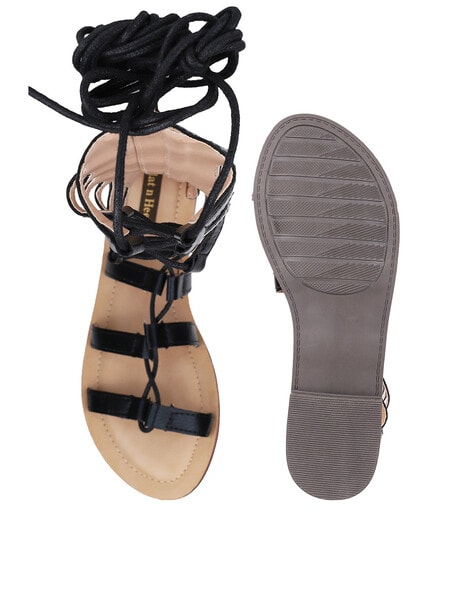 Sinfonia women's sandals in ancient Roman style in black leather