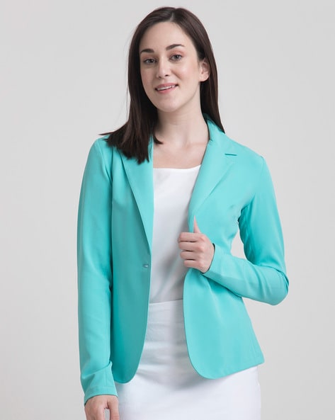 single button blazer womens