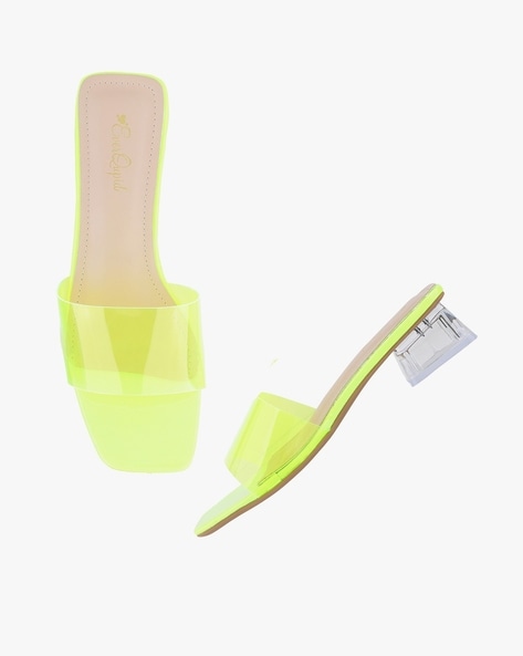 Classic neon yellow vegan leather ankle cuff sandals (more colors are –  heels N thrills