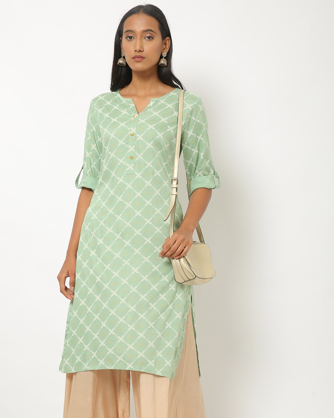 Buy Pista Green Kurta Suit Sets for Women by AVAASA SET Online | Ajio.com