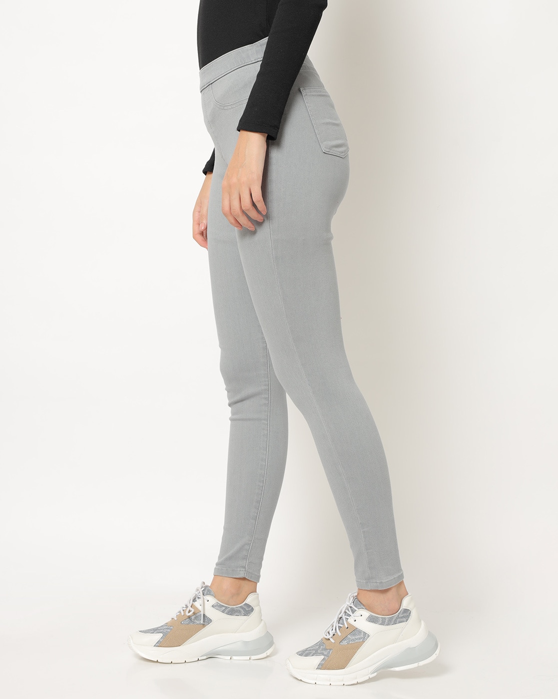 Buy Go Colors Women Grey Cotton Jeggings Online at Best Prices in India -  JioMart.