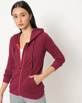 maroon zip up jacket