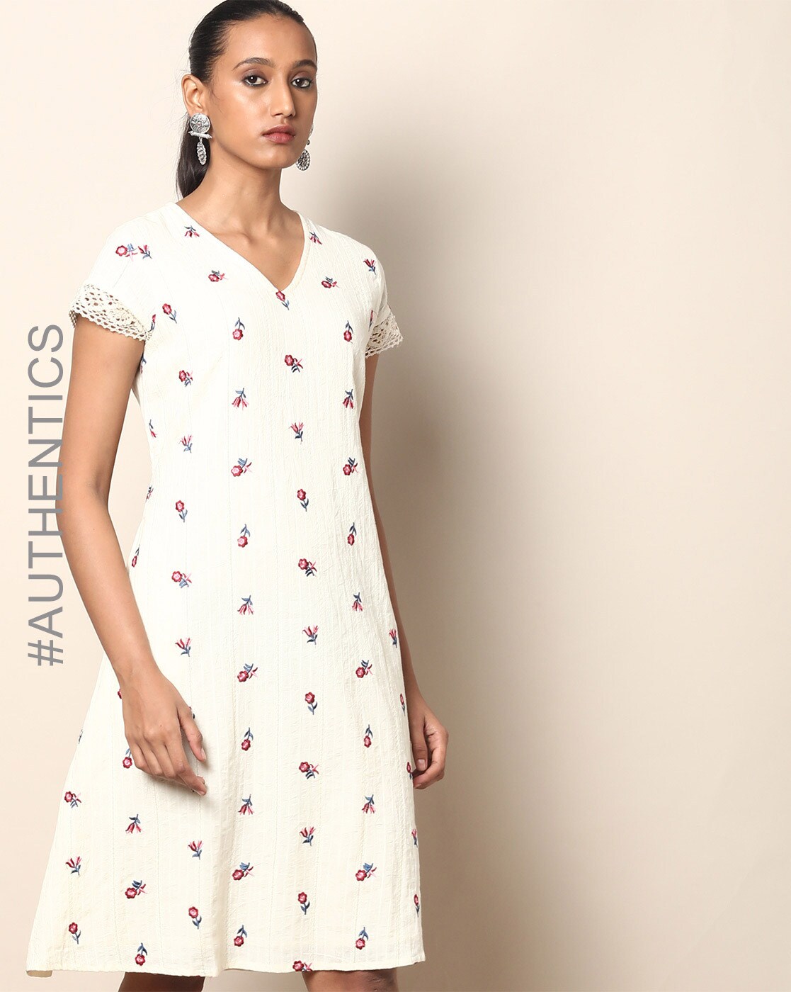 off white pattern dress