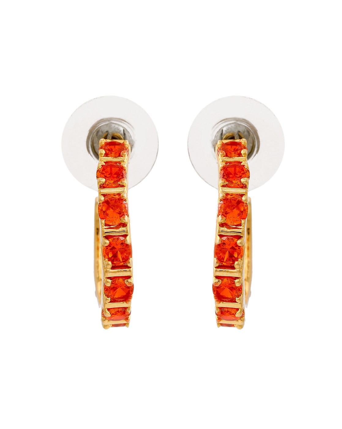 Shop Rubans Gold Toned CZ Stone Hoop Earrings Online at Rubans