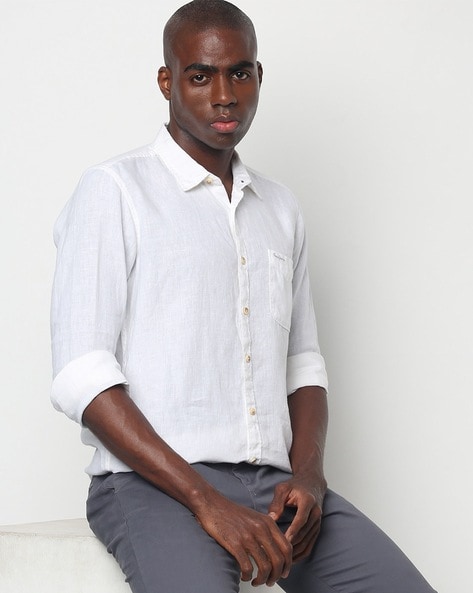 Linen White Shirt with Beige Pants | Hockerty