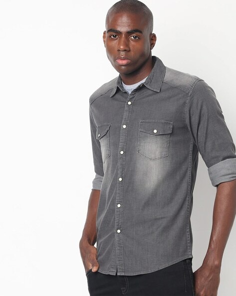 fcity.in - Men Double Pocket Casual Cargo Shirt / Stylish Glamorous Men  Shirts