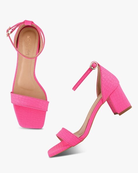 dark pink block heels
