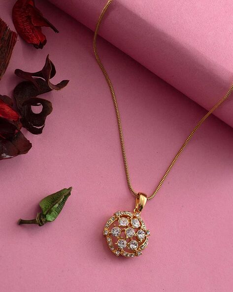 Gold necklace store crystal pendant