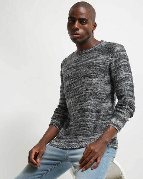 Crew Sweater Men Space Dye Jumper Jack Jones Men's Kalla Crew Neck