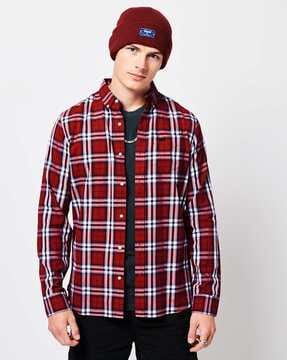 VINTAGE Checks Red & Blue Flannel Shirt