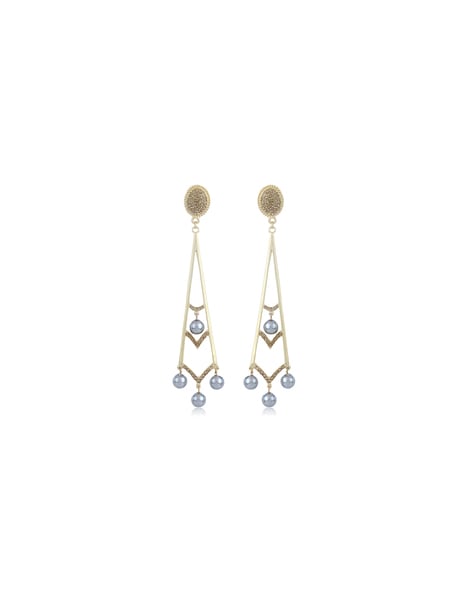 Dual tone earring with pink stone – Z'Bella Couture