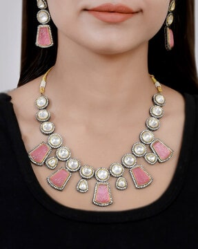 Peach on sale kundan jewellery