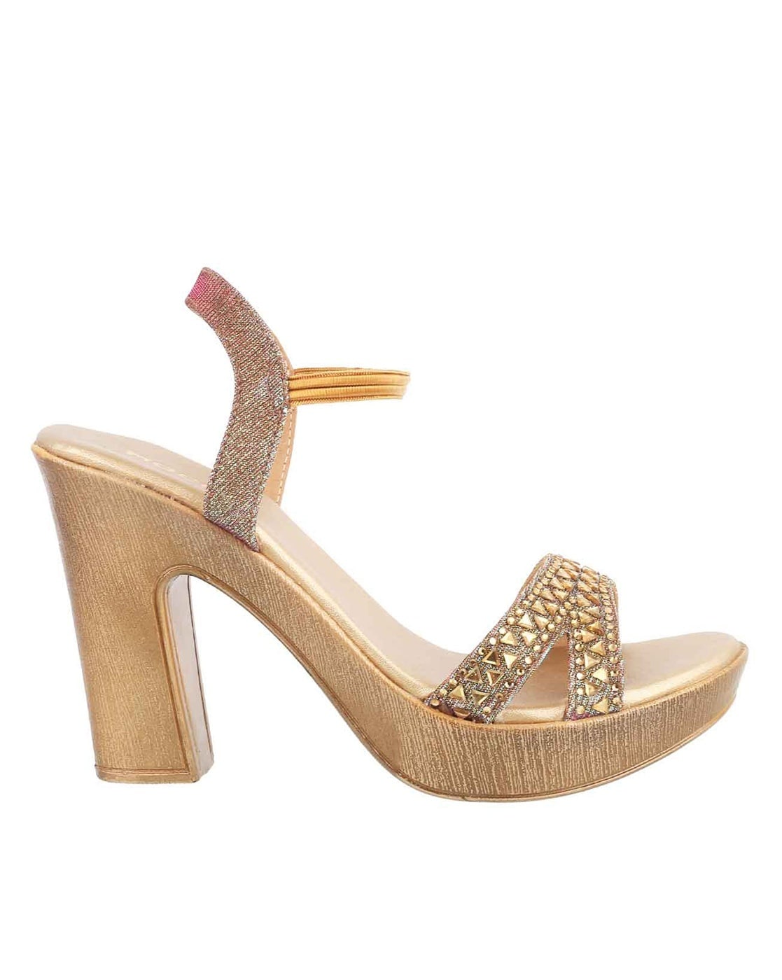 Buy Rocia Rose Gold Women's Diamante Block Heel Stilettos Online at Regal  Shoes | 8539743