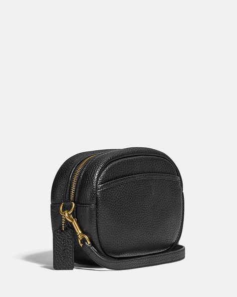 Black Leather Camera Cross-Body Bag