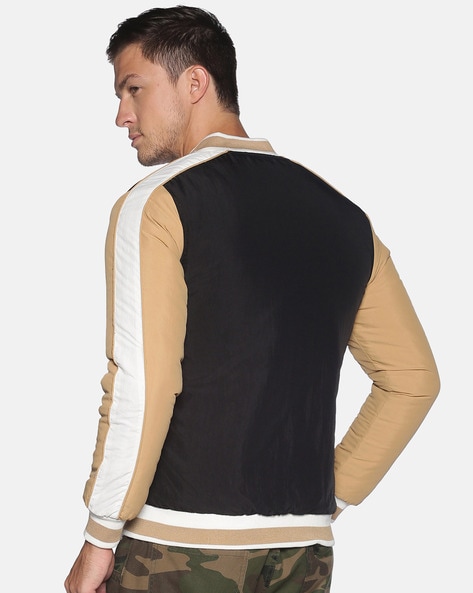 Tom Casual Contrast Sleeves Zipped Jacket