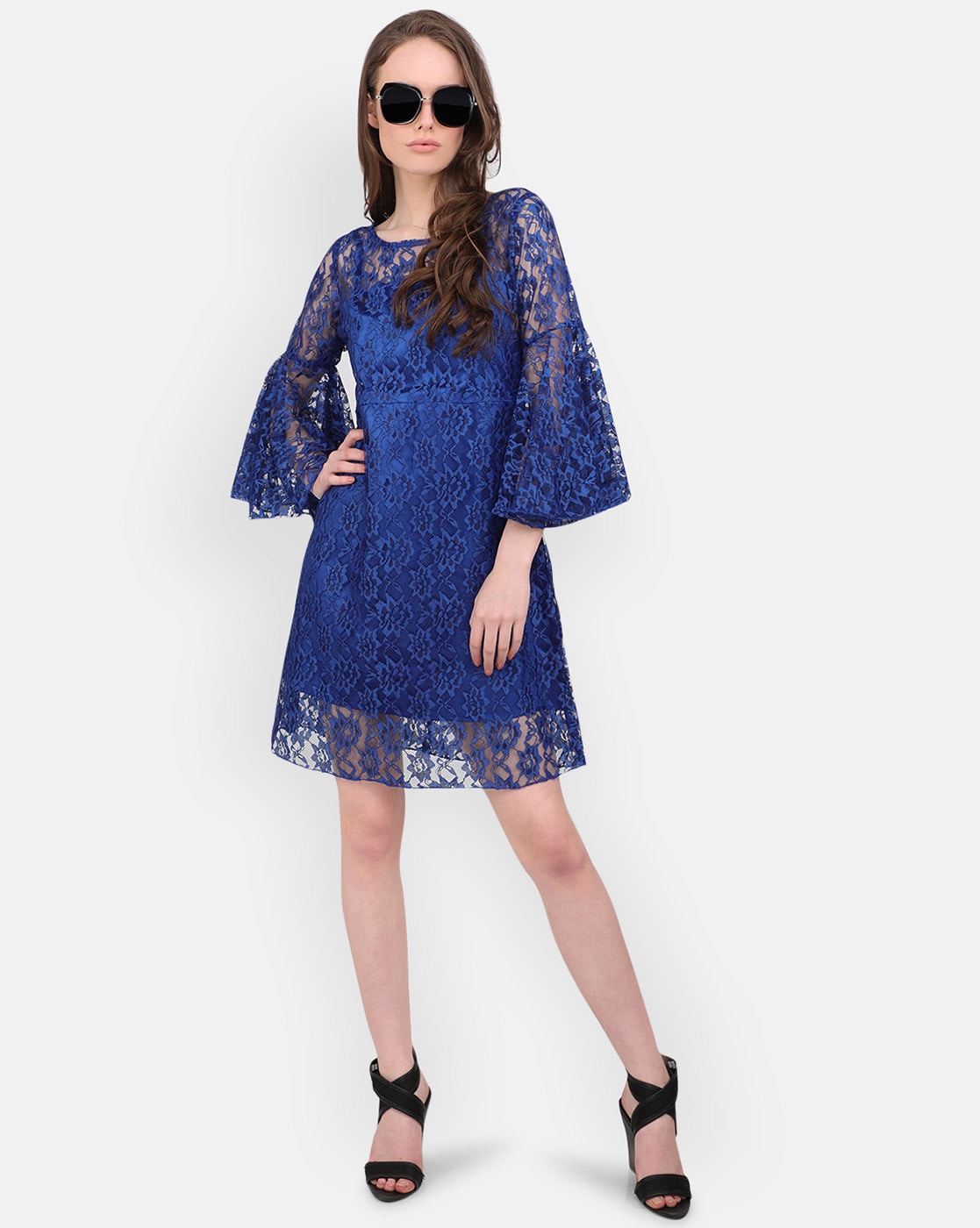 Buy Women Powder Blue Lace Midi Dress - Date Night Dress Online India -  FabAlley