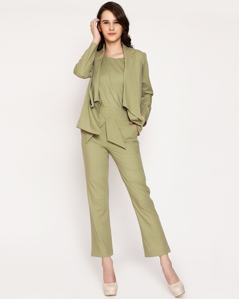 olive green women suit