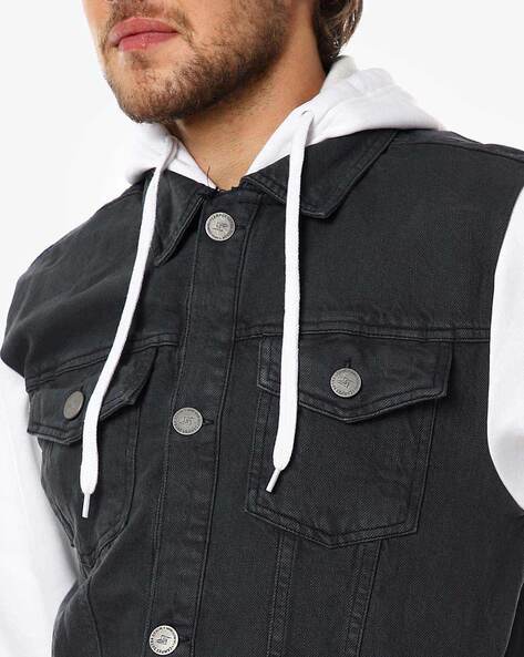 G-Style USA Men's Detachable Hood Denim Jean Vest DK108 - JET BLACK -  5X-Large - Walmart.com