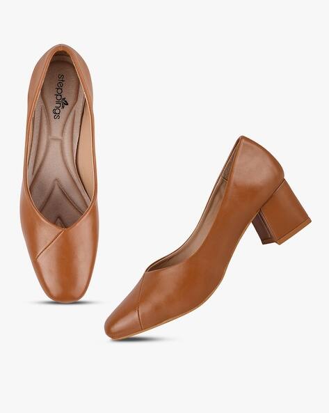 square toe block heel pumps