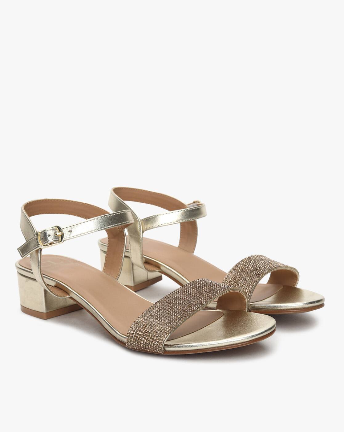 embellished block heels