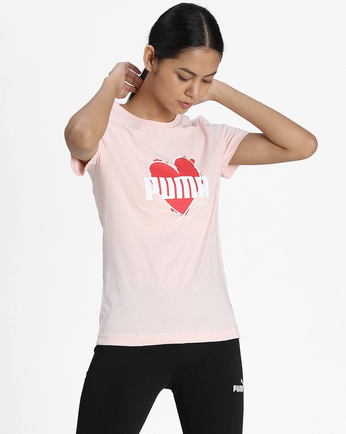 Heart Print Crew-Neck T-shirt