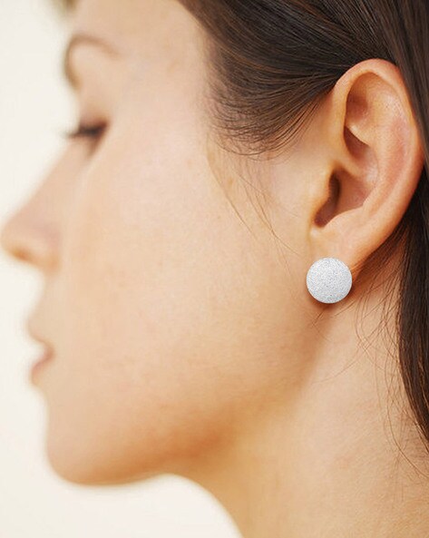 brushed silver stud earrings